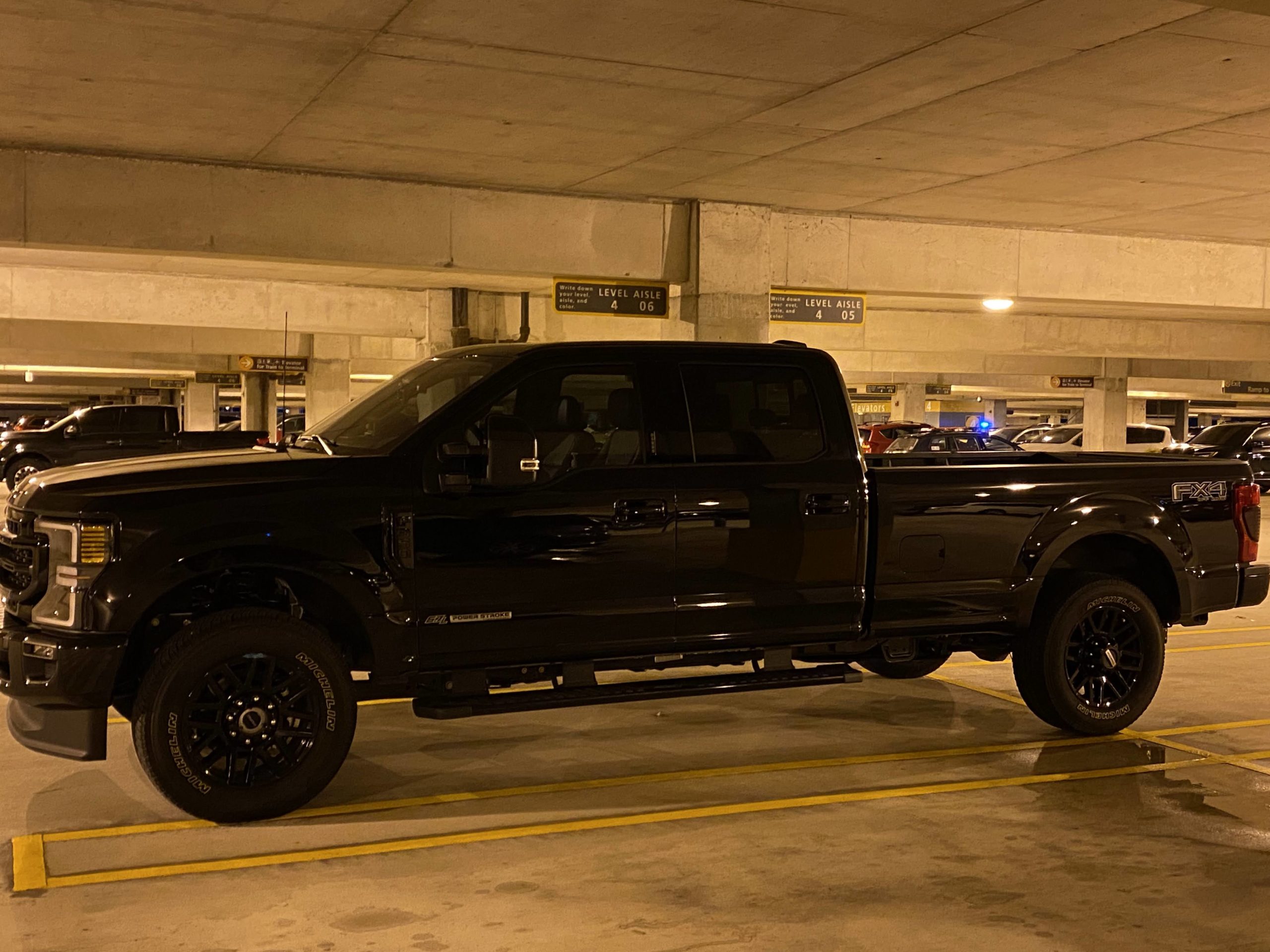 Long bed in the airport parking lot